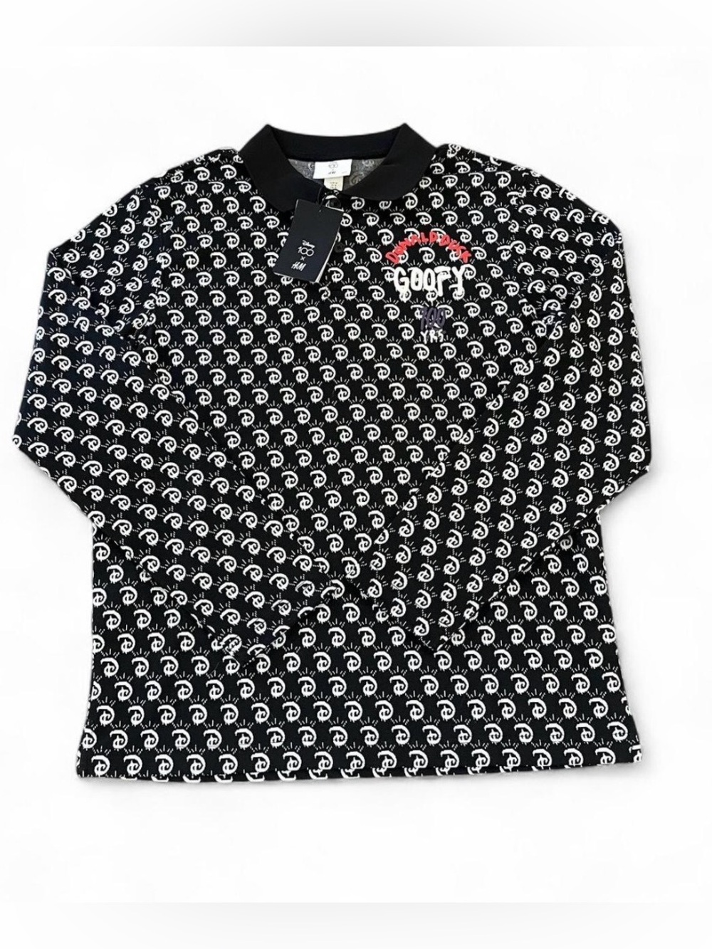 Disney 100 Trevor Andrew Goofy Long Sleeve Polo Shirt NWT Men’s Medium
